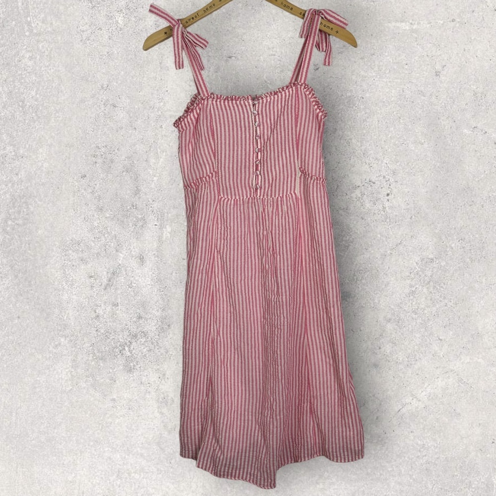 Sezane Juliette Pink Striped Midi Dress Size 34 French of US 2 Romantic Bohemian - Picture 4 of 13